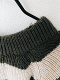 KNIT SWEATER, DARK OLIVE/CREAMY WHITE