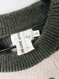 KNIT SWEATER, DARK OLIVE/CREAMY WHITE