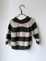 KNIT SWEATER, DARK OLIVE/CREAMY WHITE