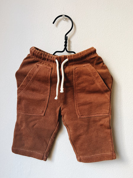 TROUSERS IN COTTON JERSEY, COPPER BROWN